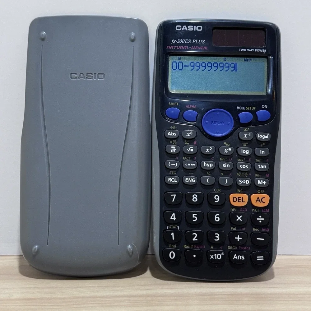 Casio FX-300ES Plus Scientific Calculator Solar w/ Cover Natural VPAM - Works